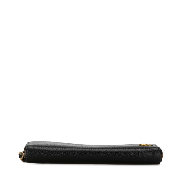 グッチ GGマーモント ラウンドファスナー 長財布 428736 ブラック レザー レディース GUCCI 【中古】