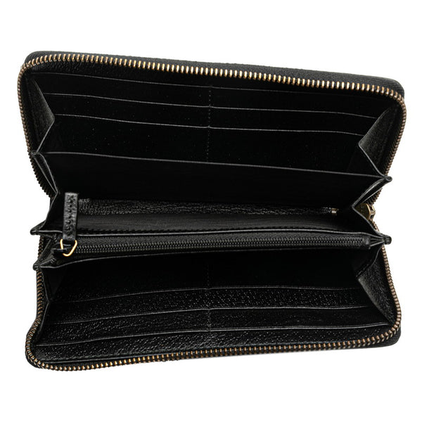 グッチ GGマーモント ラウンドファスナー 長財布 428736 ブラック レザー レディース GUCCI 【中古】