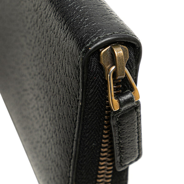 グッチ GGマーモント ラウンドファスナー 長財布 428736 ブラック レザー レディース GUCCI 【中古】