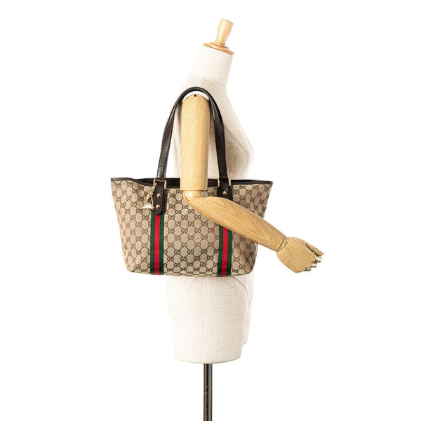 グッチ GGキャンバス トートバッグ 137396 ベージュ ブラウン キャンバス レザー レディース GUCCI 【中古】