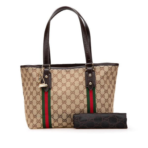 グッチ GGキャンバス トートバッグ 137396 ベージュ ブラウン キャンバス レザー レディース GUCCI 【中古】