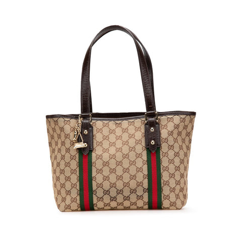 グッチ GGキャンバス トートバッグ 137396 ベージュ ブラウン キャンバス レザー レディース GUCCI 【中古】