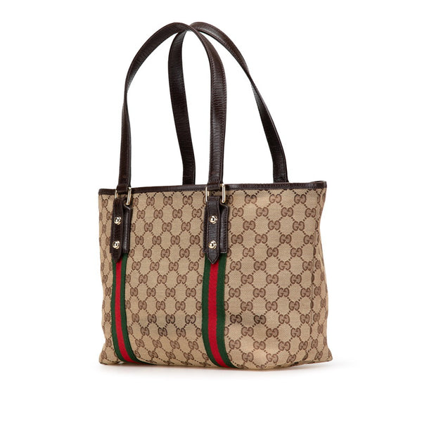 グッチ GGキャンバス トートバッグ 137396 ベージュ ブラウン キャンバス レザー レディース GUCCI 【中古】
