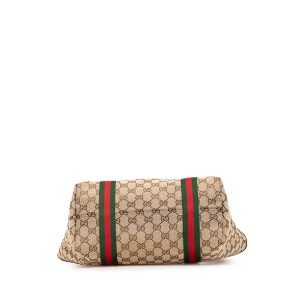 グッチ GGキャンバス トートバッグ 137396 ベージュ ブラウン キャンバス レザー レディース GUCCI 【中古】