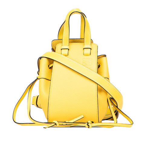 ロエベ アナグラム ハンモックミニ ハンドバッグ ショルダーバッグ 2WAY イエロー レザー レディース LOEWE 【中古】