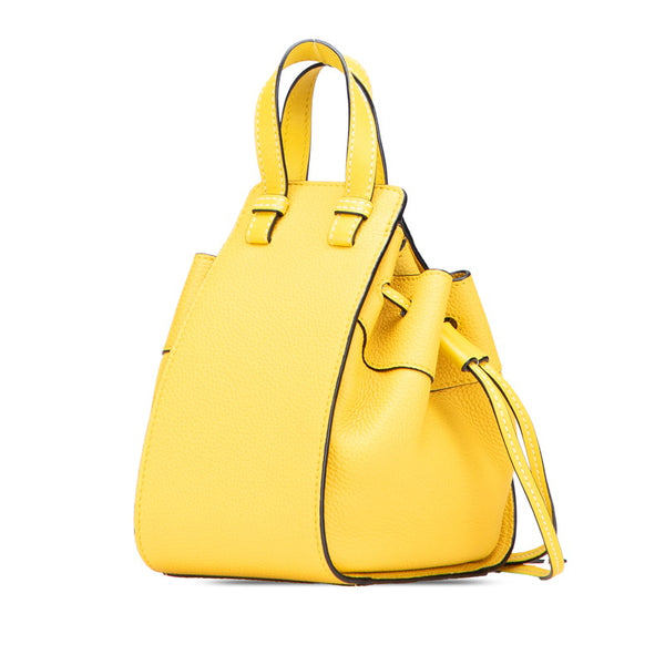 ロエベ アナグラム ハンモックミニ ハンドバッグ ショルダーバッグ 2WAY イエロー レザー レディース LOEWE 【中古】