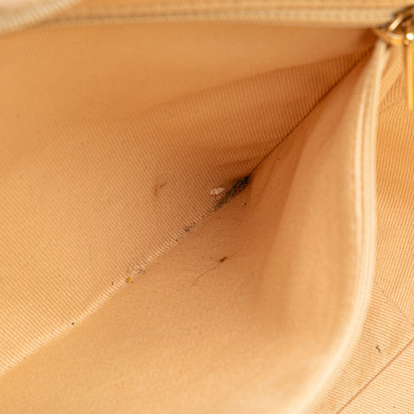 シャネル ドーヴィルMM チェーン トートバッグ ショルダーバッグ ホワイト ゴールド キャンバス レザー レディース CHANEL 【中古】