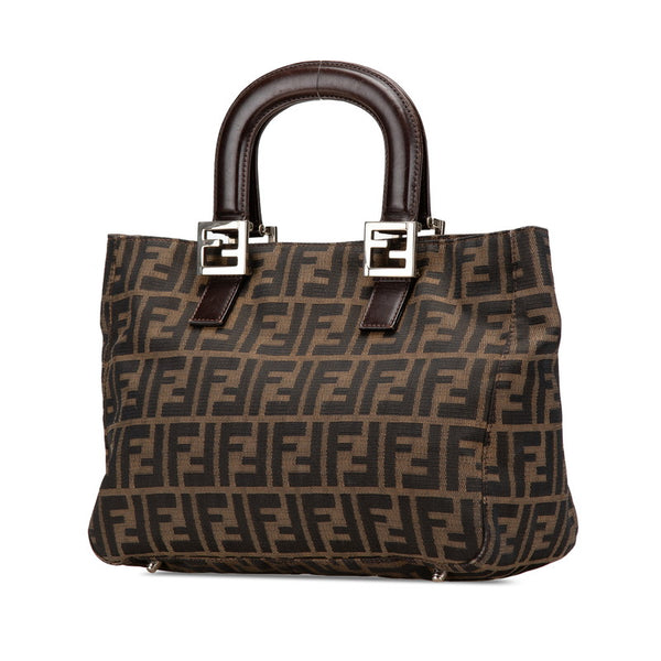 フェンディ ズッカ ハンドバッグ ブラウン キャンバス レザー レディース FENDI 【中古】