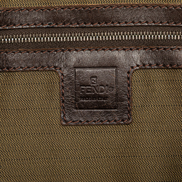 フェンディ ズッカ ハンドバッグ ブラウン キャンバス レザー レディース FENDI 【中古】