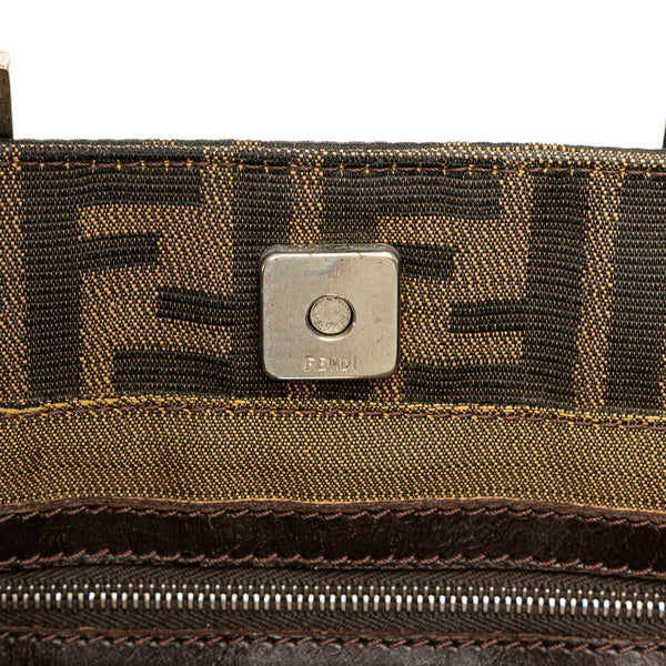 フェンディ ズッカ ハンドバッグ ブラウン キャンバス レザー レディース FENDI 【中古】