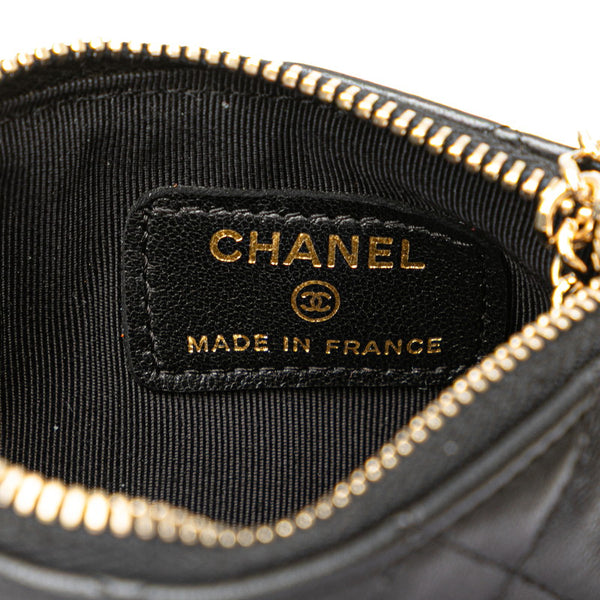 シャネル マトラッセ ココマーク ポルト ボヌール コインケース ブラック ラムスキン レディース CHANEL 【中古】