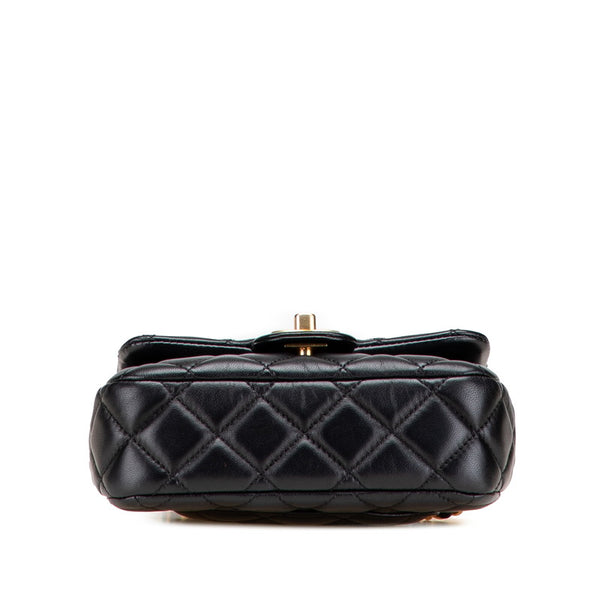 シャネル マトラッセ ココマーク ハート チェーン ショルダーバッグ ブラック ラムスキン レディース CHANEL 【中古】