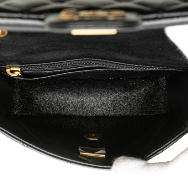 シャネル マトラッセ ココマーク ハート チェーン ショルダーバッグ ブラック ラムスキン レディース CHANEL 【中古】