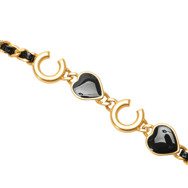 シャネル マトラッセ ココマーク ハート チェーン ショルダーバッグ ブラック ラムスキン レディース CHANEL 【中古】
