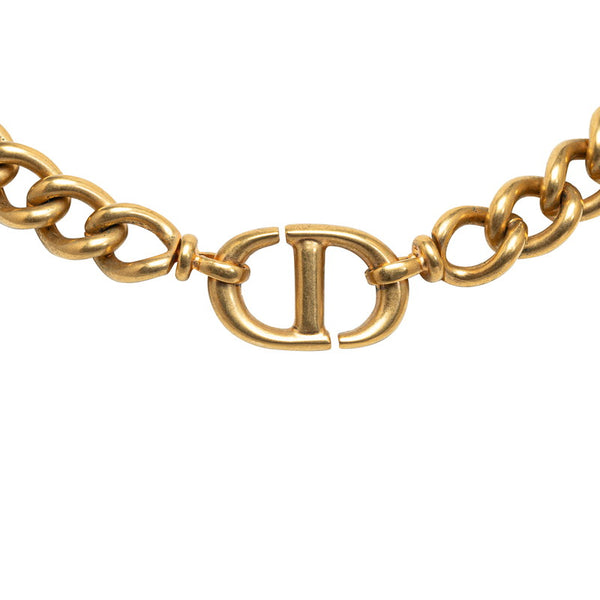 ディオール CDネイビー チェーン ネックレス ゴールド メッキ レディース Dior 【中古】