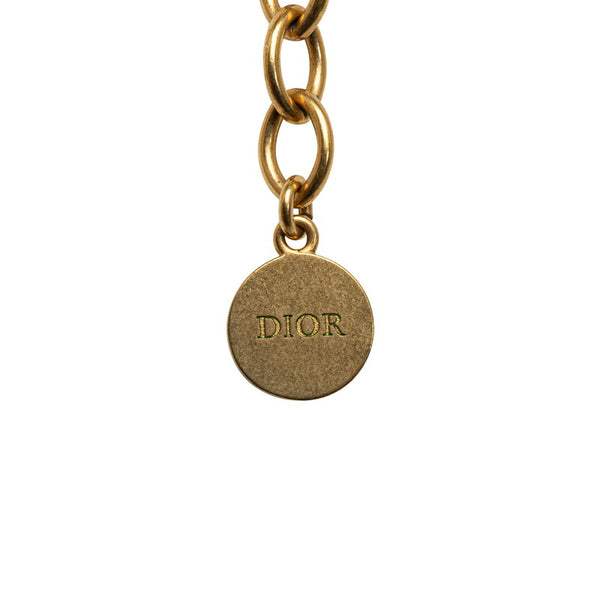 ディオール CDネイビー チェーン ネックレス ゴールド メッキ レディース Dior 【中古】