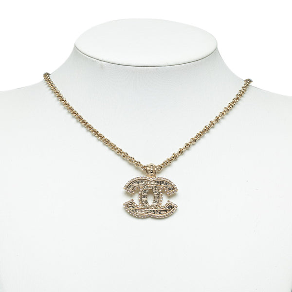 シャネル ココマーク ラインストーン レリーフ ネックレス ゴールド メッキ レディース CHANEL 【中古】