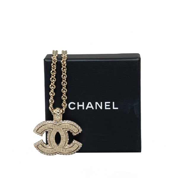 シャネル ココマーク ラインストーン レリーフ ネックレス ゴールド メッキ レディース CHANEL 【中古】