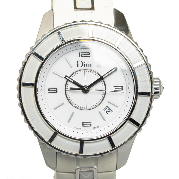 ディオール クリスタル 腕時計 CD113111 クオーツ ホワイト文字盤 ステンレススチール ラバー レディース Dior 【中古】