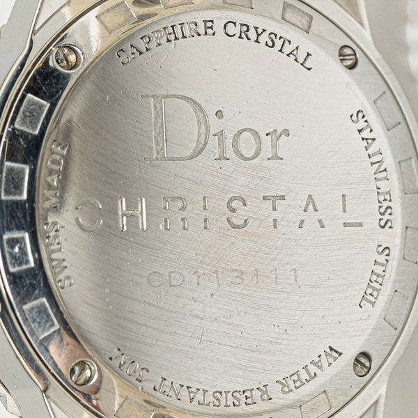ディオール クリスタル 腕時計 CD113111 クオーツ ホワイト文字盤 ステンレススチール ラバー レディース Dior 【中古】