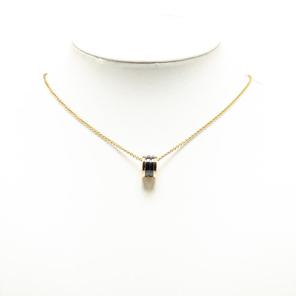 ブルガリ ビーゼロワン ネックレス ゴールド ブラック K18PG ピンクゴールド セラミック レディース BVLGARI 【中古】