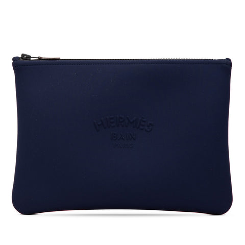 エルメス トゥルース フラット ネオバンMM ポーチ ネイビー ポリアミド レディース HERMES 【中古】