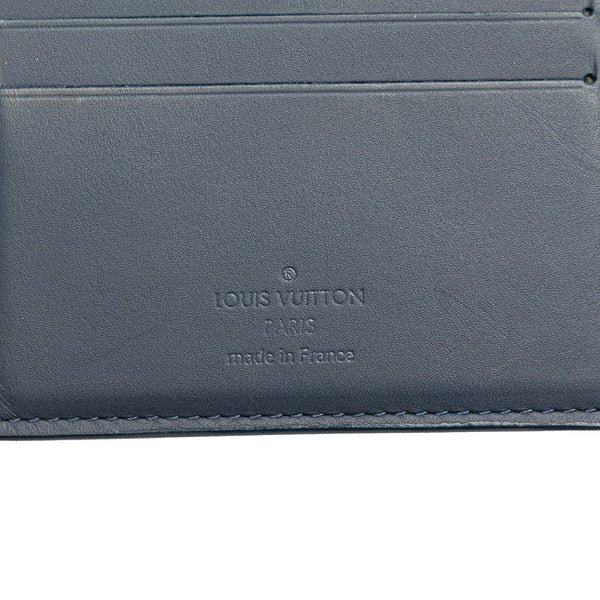 ルイ ヴィトン モノグラムシャドウ ポルトフォイユ ミュルティプル 二つ折り財布 M82323 ネイビー ブルー レザー メンズ LOUIS VUITTON 【中古】
