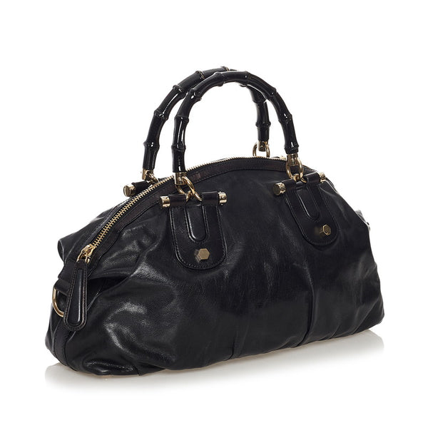 グッチ バンブー ハンドバッグ ショルダーバッグ 2way 189867 ブラック レザー レディース GUCCI 【中古】
