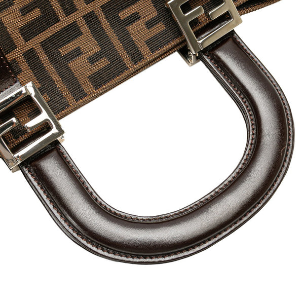 フェンディ ズッカ ハンドバッグ トートバッグ ブラウン キャンバス レザー レディース FENDI 【中古】