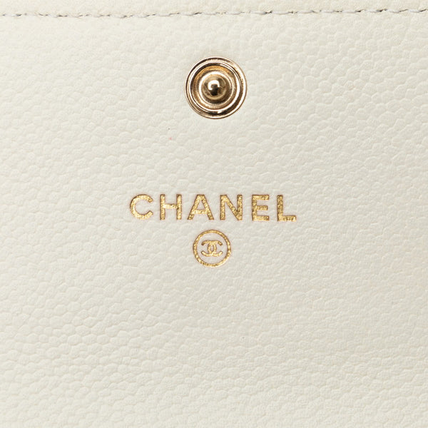 シャネル ココマーク ボーイシャネル ショルダーバッグ ミニチェーンウォレット AP2206 ホワイト ゴールド マットキャビアスキン レディース CHANEL 【中古】