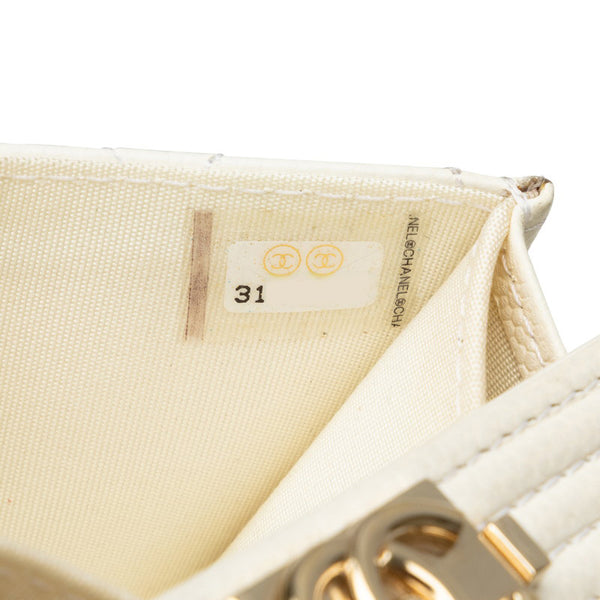 シャネル ココマーク ボーイシャネル ショルダーバッグ ミニチェーンウォレット AP2206 ホワイト ゴールド マットキャビアスキン レディース CHANEL 【中古】