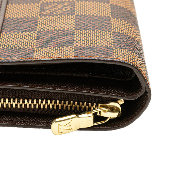 ルイ ヴィトン ダミエ コンパクト ジップ 二つ折り財布 N61668 ブラウン PVC レザー レディース LOUIS VUITTON 【中古】