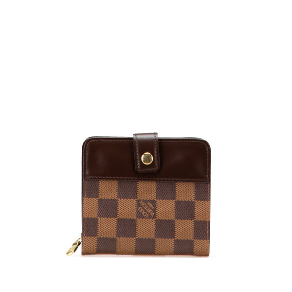 ルイ ヴィトン ダミエ コンパクト ジップ 二つ折り財布 N61668 ブラウン PVC レザー レディース LOUIS VUITTON 【中古】