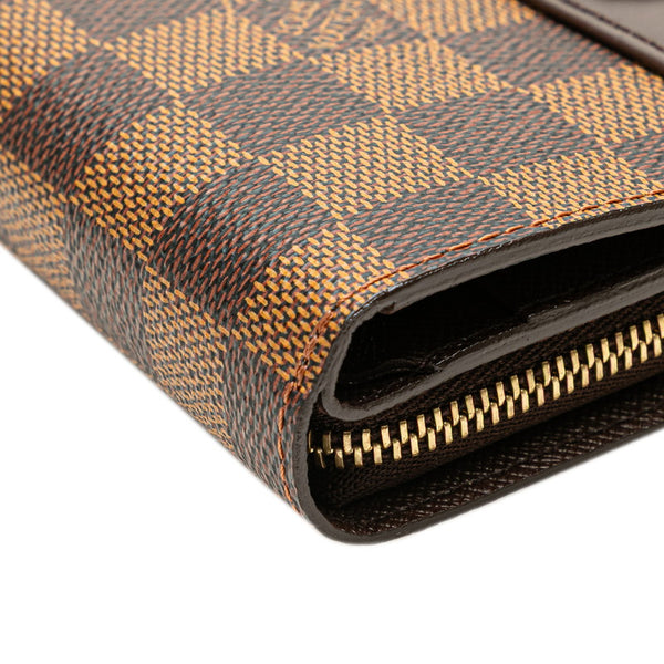 ルイ ヴィトン ダミエ コンパクト ジップ 二つ折り財布 N61668 ブラウン PVC レザー レディース LOUIS VUITTON 【中古】