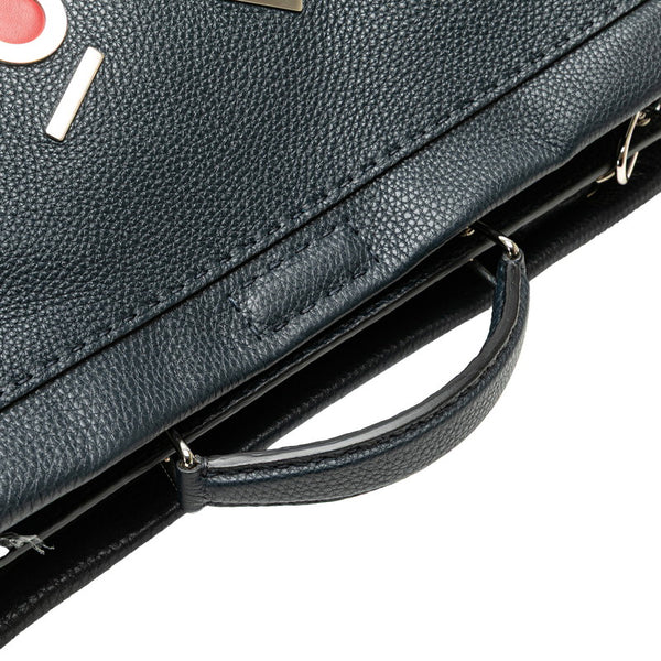 フェンディ ピーカブー セレリア フェイス ハンドバッグ ショルダーバッグ 2WAY ネイビー レザー レディース FENDI 【中古】