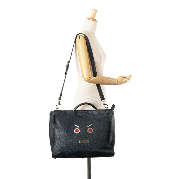 フェンディ ピーカブー セレリア フェイス ハンドバッグ ショルダーバッグ 2WAY ネイビー レザー レディース FENDI 【中古】