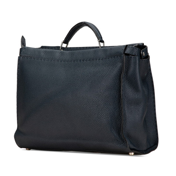 フェンディ ピーカブー セレリア フェイス ハンドバッグ ショルダーバッグ 2WAY ネイビー レザー レディース FENDI 【中古】