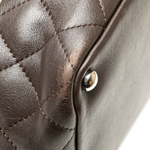 シャネル カンボンライン ハンドバッグ トートバッグ ブラウン ベージュ ラムスキン レディース CHANEL 【中古】