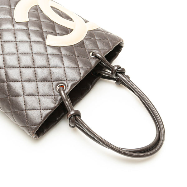 シャネル カンボンライン ハンドバッグ トートバッグ ブラウン ベージュ ラムスキン レディース CHANEL 【中古】