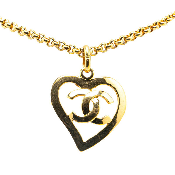シャネル ヴィンテージ ココマーク ハート モチーフ ネックレス ゴールド メッキ レディース CHANEL 【中古】