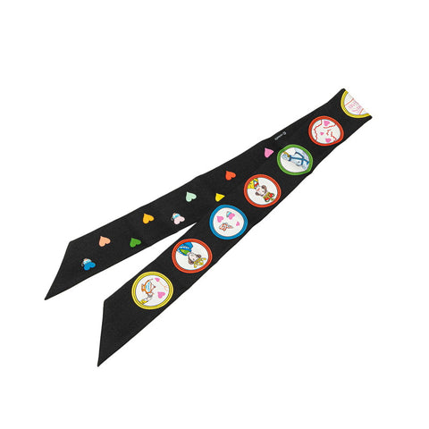 エルメス ツイリー Tea Time スカーフ ブラック マルチカラー シルク レディース HERMES 【中古】