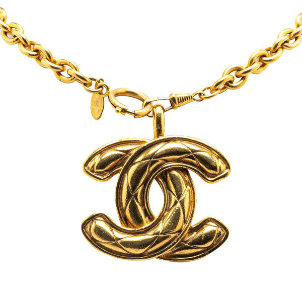 シャネル ヴィンテージ マトラッセ ココマーク ネックレス ゴールド メッキ レディース CHANEL 【中古】