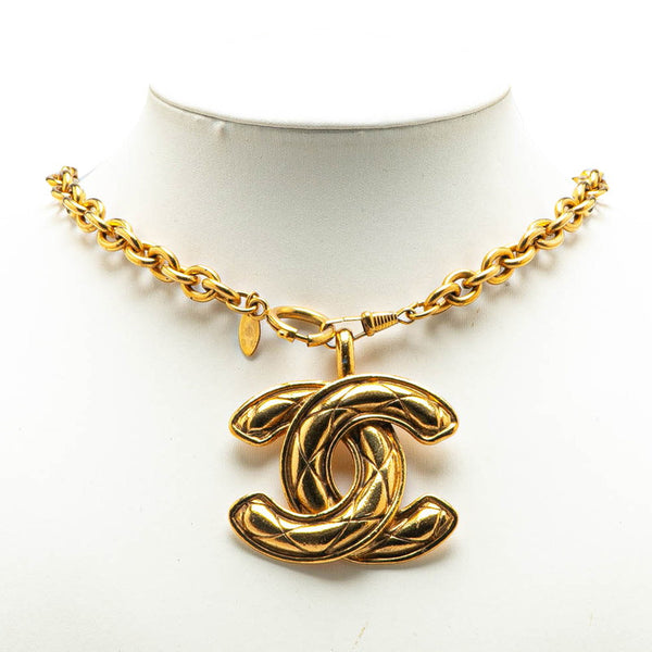 シャネル ヴィンテージ マトラッセ ココマーク ネックレス ゴールド メッキ レディース CHANEL 【中古】