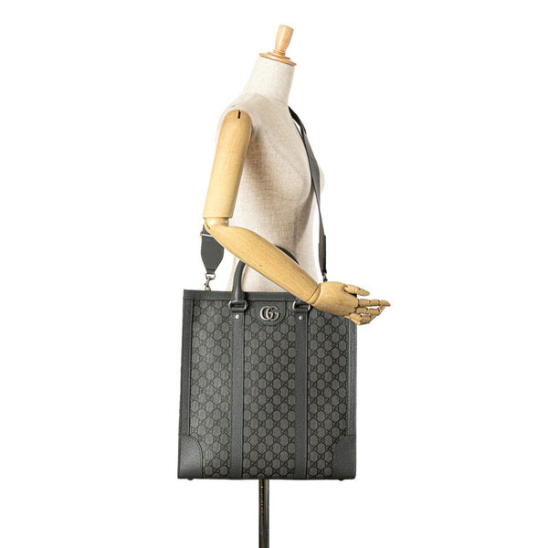 グッチ GGスプリーム オフィディア ミディアム ハンドバッグ ショルダーバッグ 2WAY 731793 グレー PVC レザー レディース GUCCI 【中古】