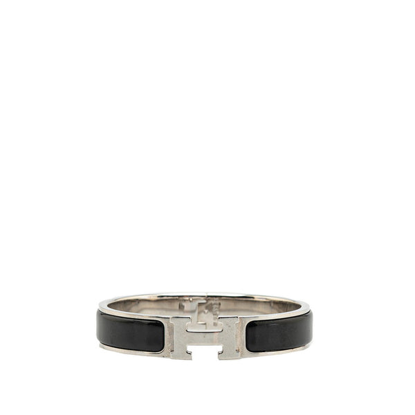 エルメス クリックH PM ブレスレット シルバー ブラック メタル レディース HERMES 【中古】