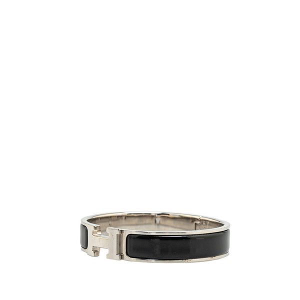 エルメス クリックH PM ブレスレット シルバー ブラック メタル レディース HERMES 【中古】