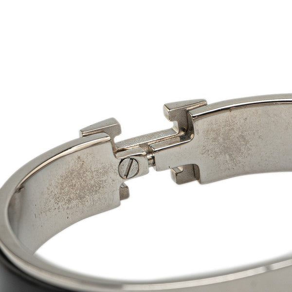 エルメス クリックH PM ブレスレット シルバー ブラック メタル レディース HERMES 【中古】