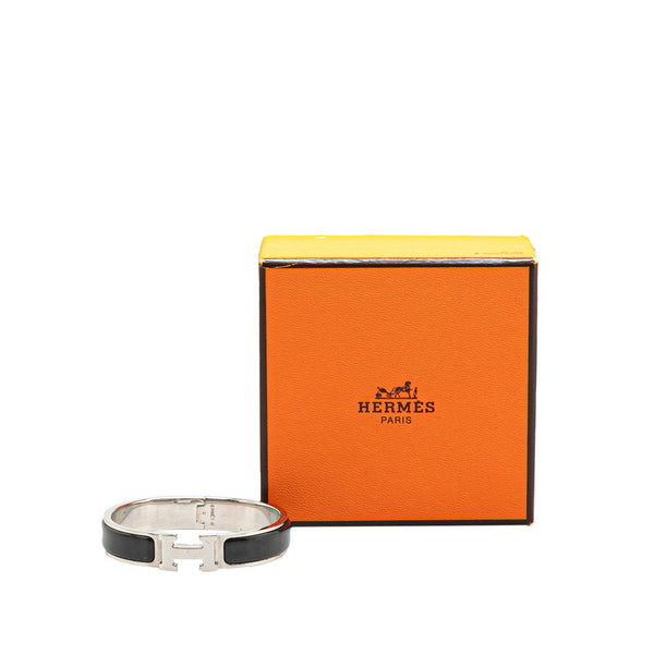 エルメス クリックH PM ブレスレット シルバー ブラック メタル レディース HERMES 【中古】