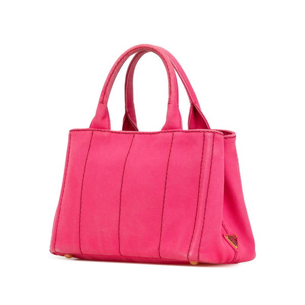 プラダ 三角ロゴプレート ミニカナパ ハンドバッグ ショルダーバッグ 2WAY BN2439 ピンク キャンバス レディース PRADA 【中古】
