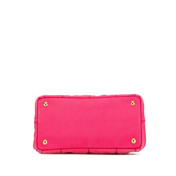 プラダ 三角ロゴプレート ミニカナパ ハンドバッグ ショルダーバッグ 2WAY BN2439 ピンク キャンバス レディース PRADA 【中古】